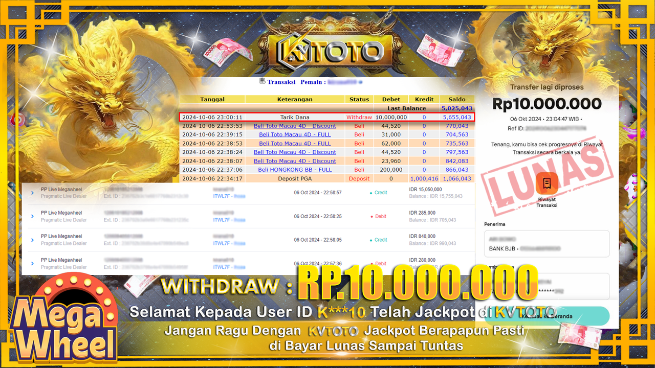 ✨ JACKPOT Di SLOT MEGA WHEEL  ✨
