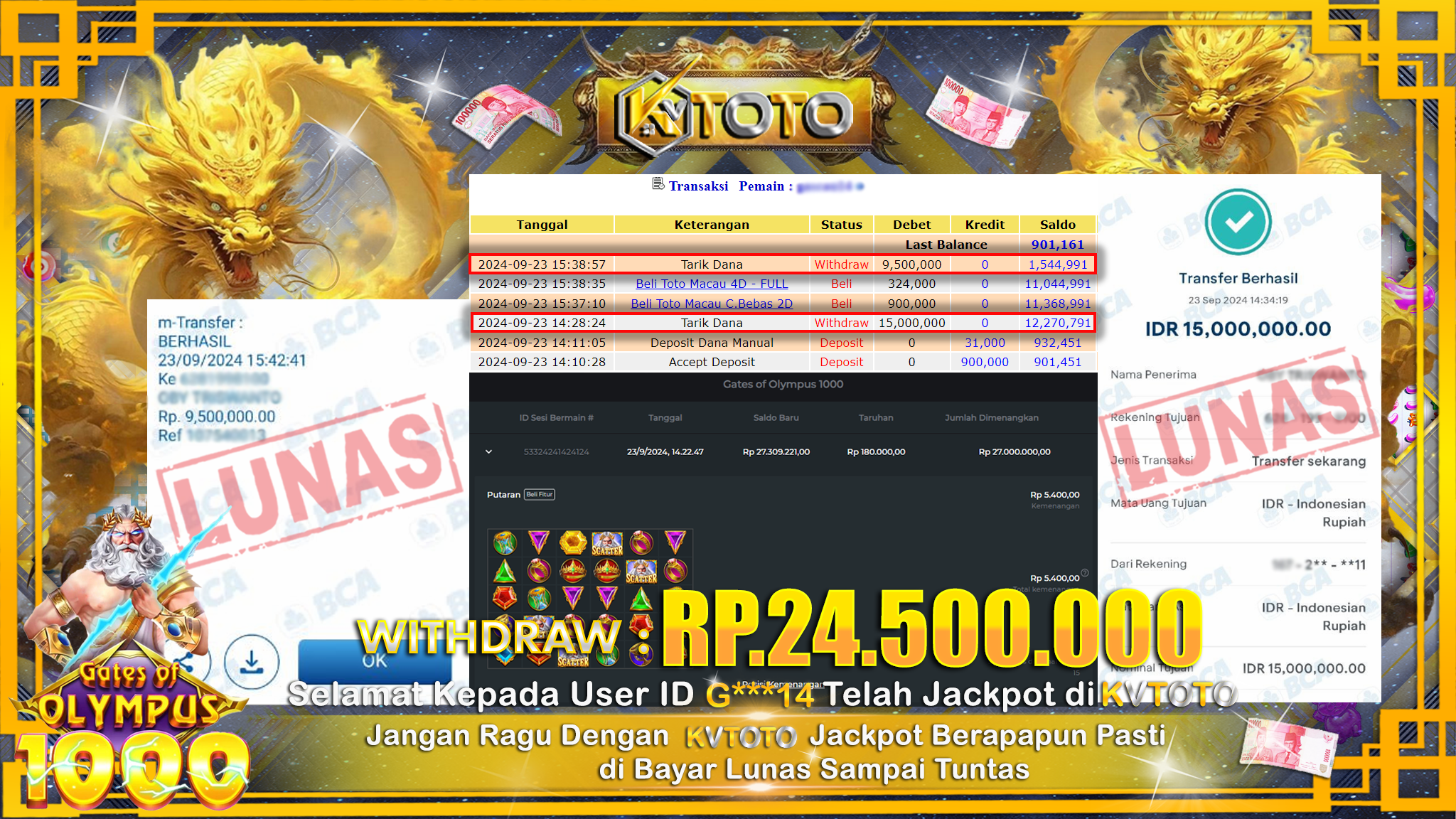 ✨ JACKPOT Di SLOT GATES OF OLYMPUS 1000 ✨
