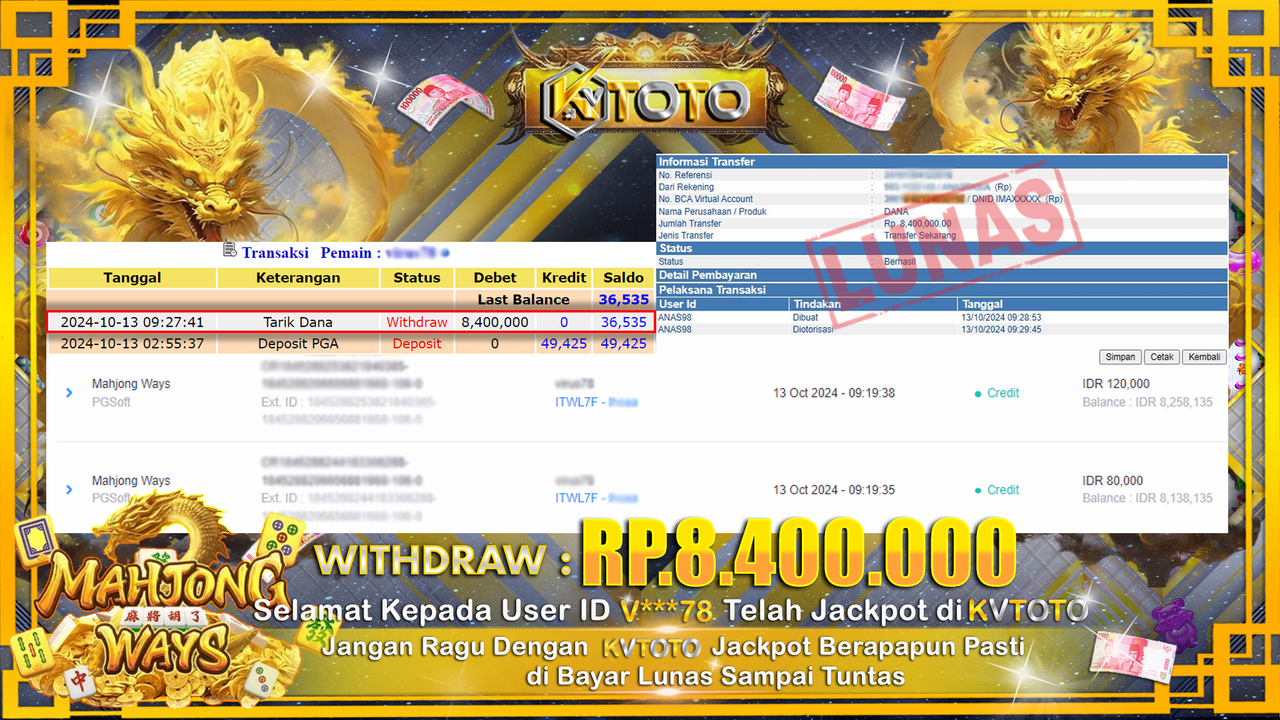 ✨ JACKPOT Di SLOT MAHJONG WAYS  ✨