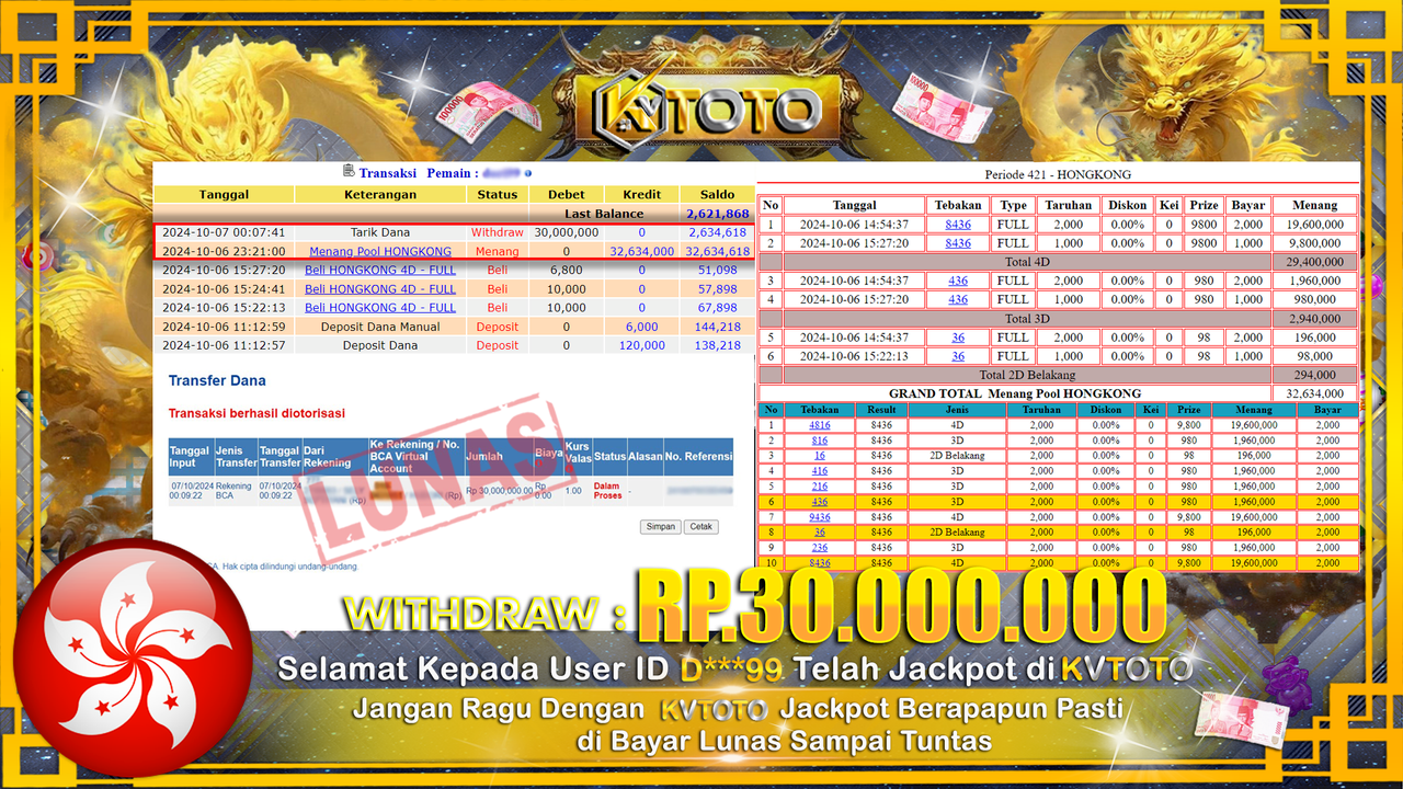 ✨ JACKPOT Di POOL HONGKONG✨