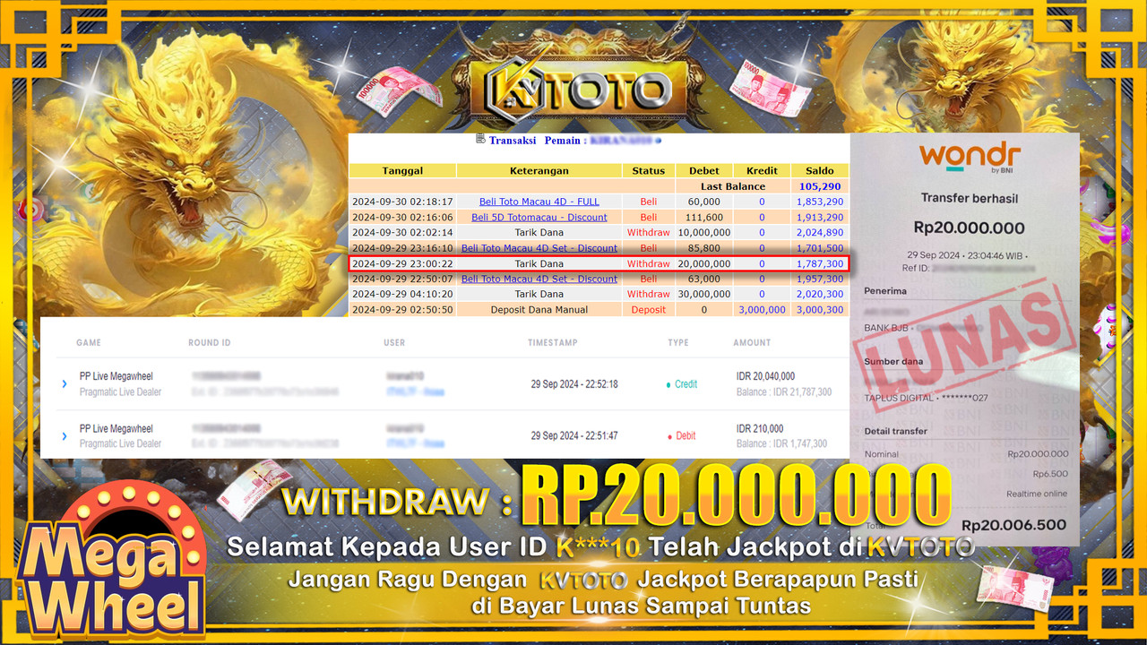 ✨ JACKPOT Di SLOT MEGA WHEEL  ✨
