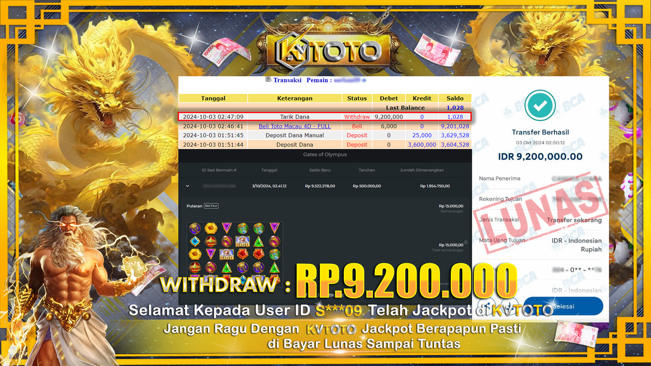 ✨ JACKPOT Di SLOT GATES OF OLYMPUS ✨