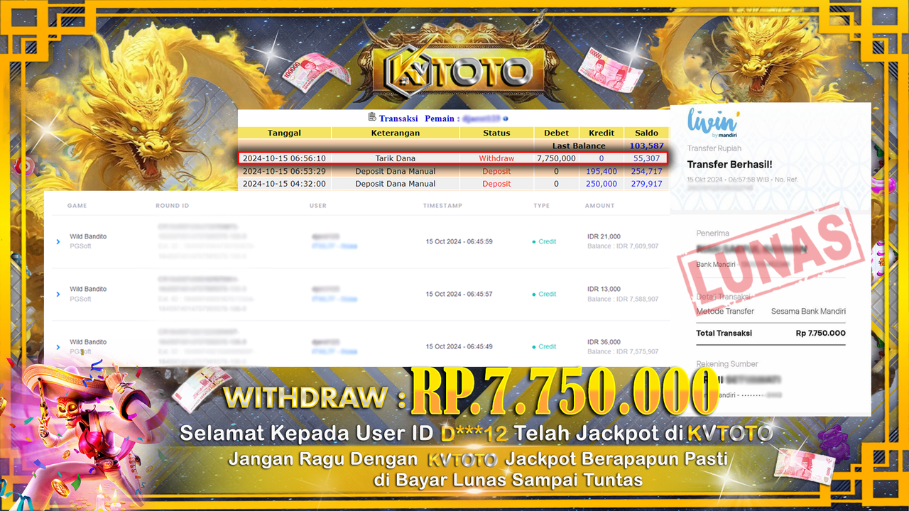 ✨ JACKPOT Di  SLOT WILD BANDITO ✨