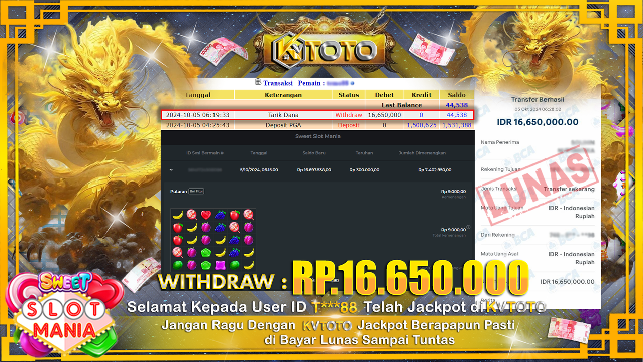 ✨ JACKPOT Di SLOT SWEET SLOT MANIA ✨