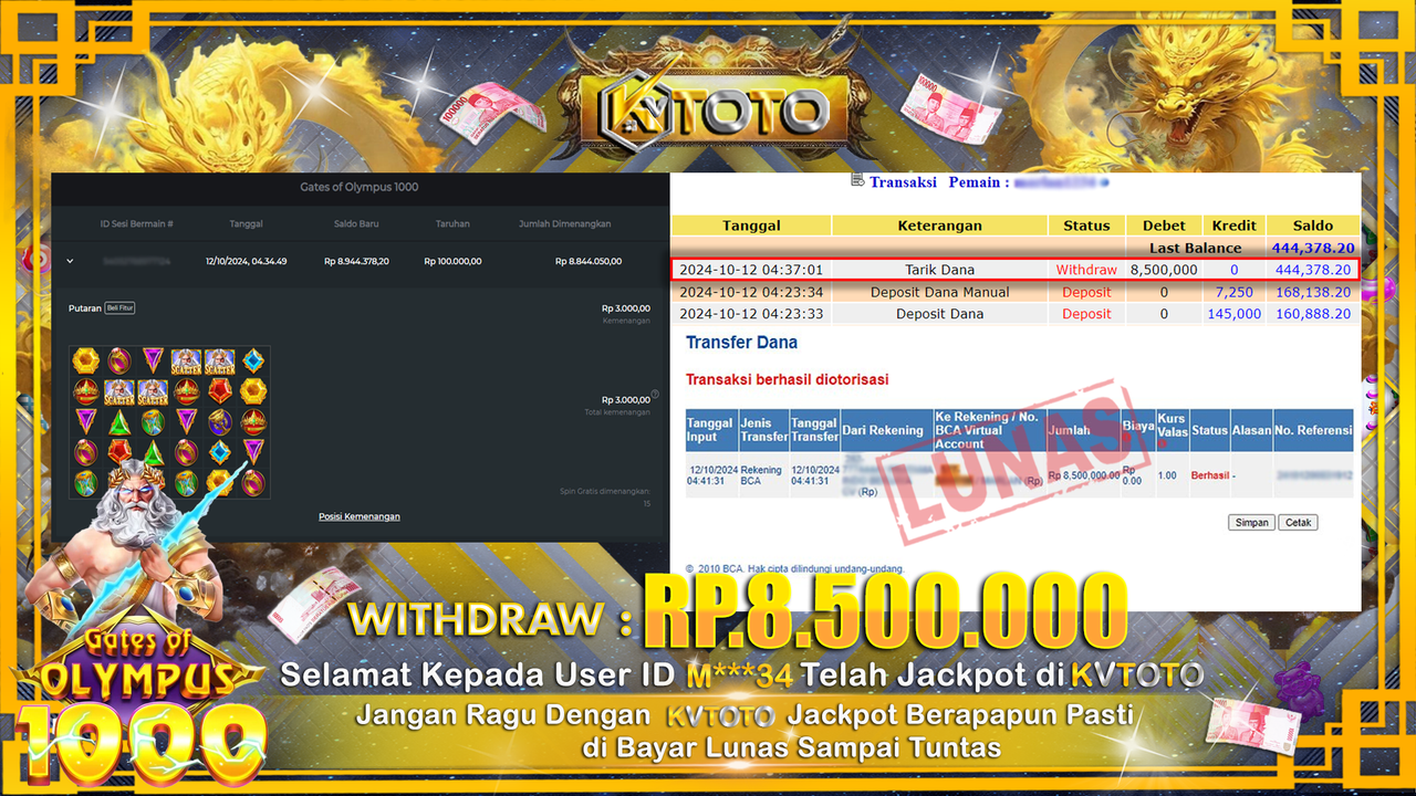 ✨ JACKPOT Di SLOT GATES OF OLYMPUS 1000 ✨