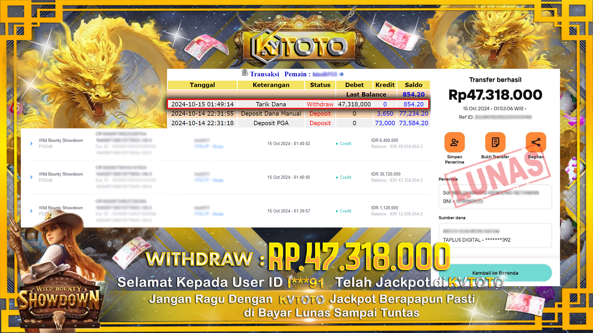 ✨ JACKPOT Di  SLOT WILD BOUNTY SHOWDOWN  ✨