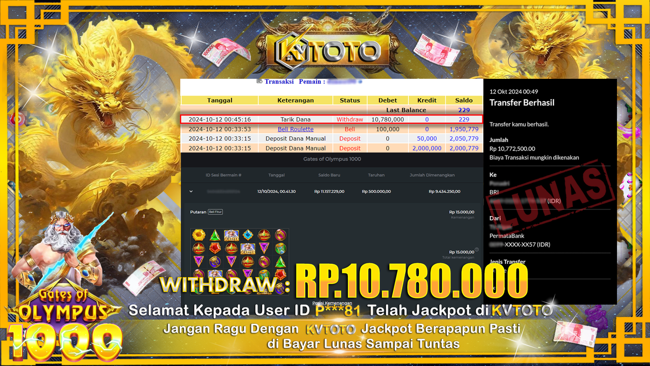 ✨ JACKPOT Di SLOT GATES OF OLYMPUS 1000 ✨