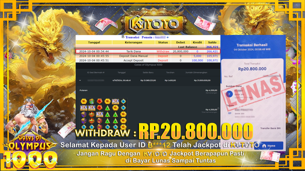 ✨ JACKPOT Di SLOT GATES OF OLYMPUS 1000 ✨