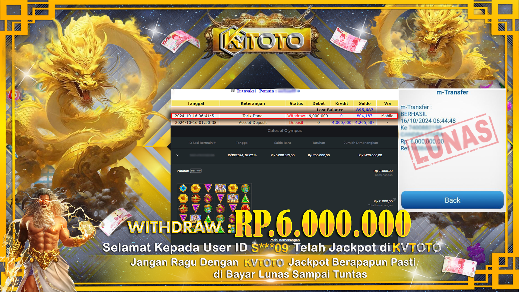 ✨ JACKPOT Di  SLOT GATES OF OLYMPUS ✨