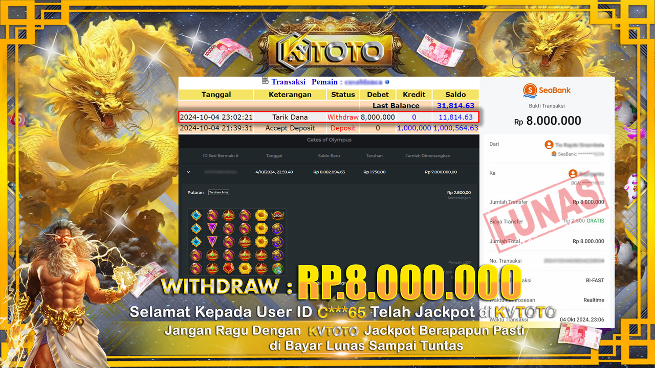 ✨ JACKPOT Di SLOT GATES OF OLYMPUS ✨