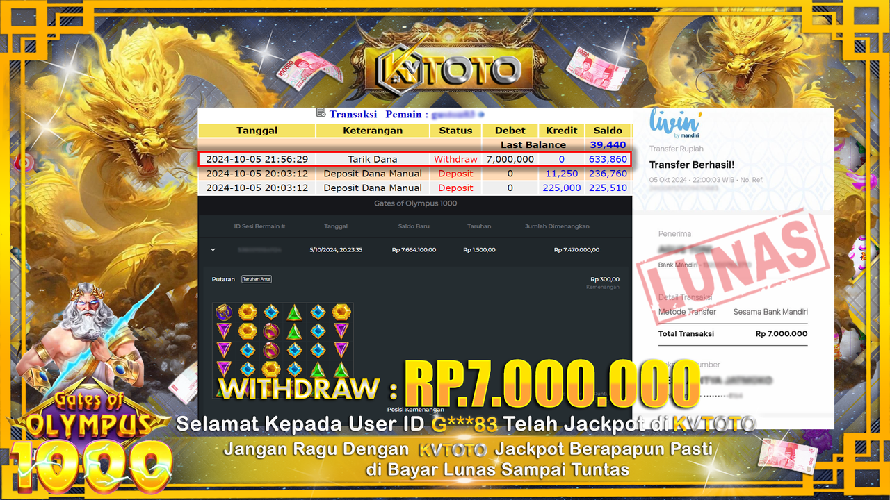 ✨ JACKPOT Di SLOT GATES OF OLYMPUS 1000 ✨