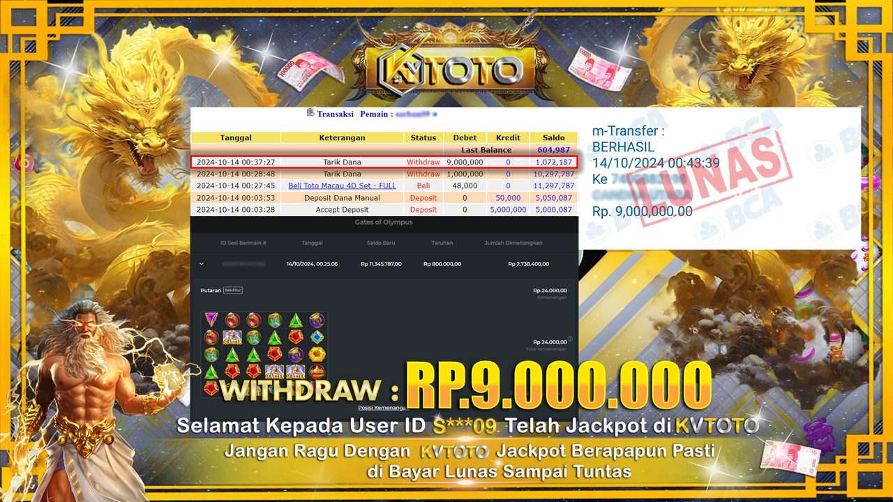 ✨ JACKPOT Di SLOT GATES OF OLYMPUS ✨