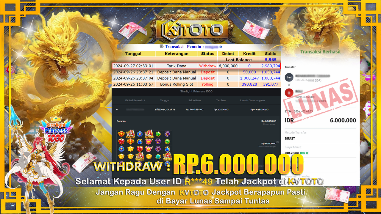 ✨ JACKPOT Di SLOT STARLIGHT PRINCEESS 1000   ✨