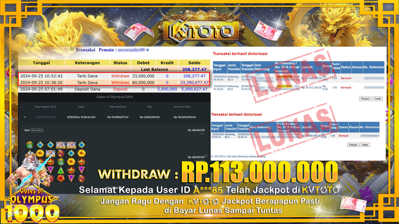 ✨ JACKPOT Di SLOT GATES OF OLYMPUS 1000 ✨