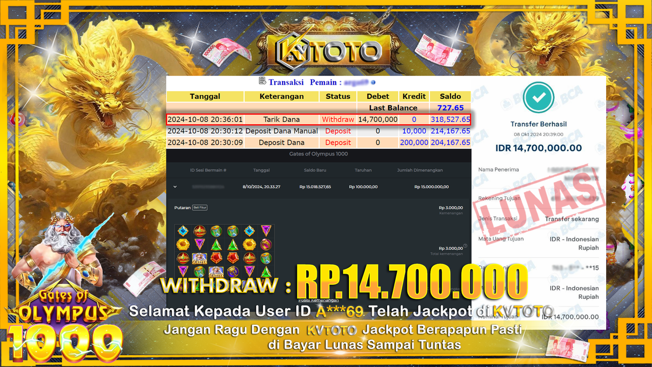 ✨ JACKPOT Di SLOT GATES OF OLYMPUS 1000 ✨