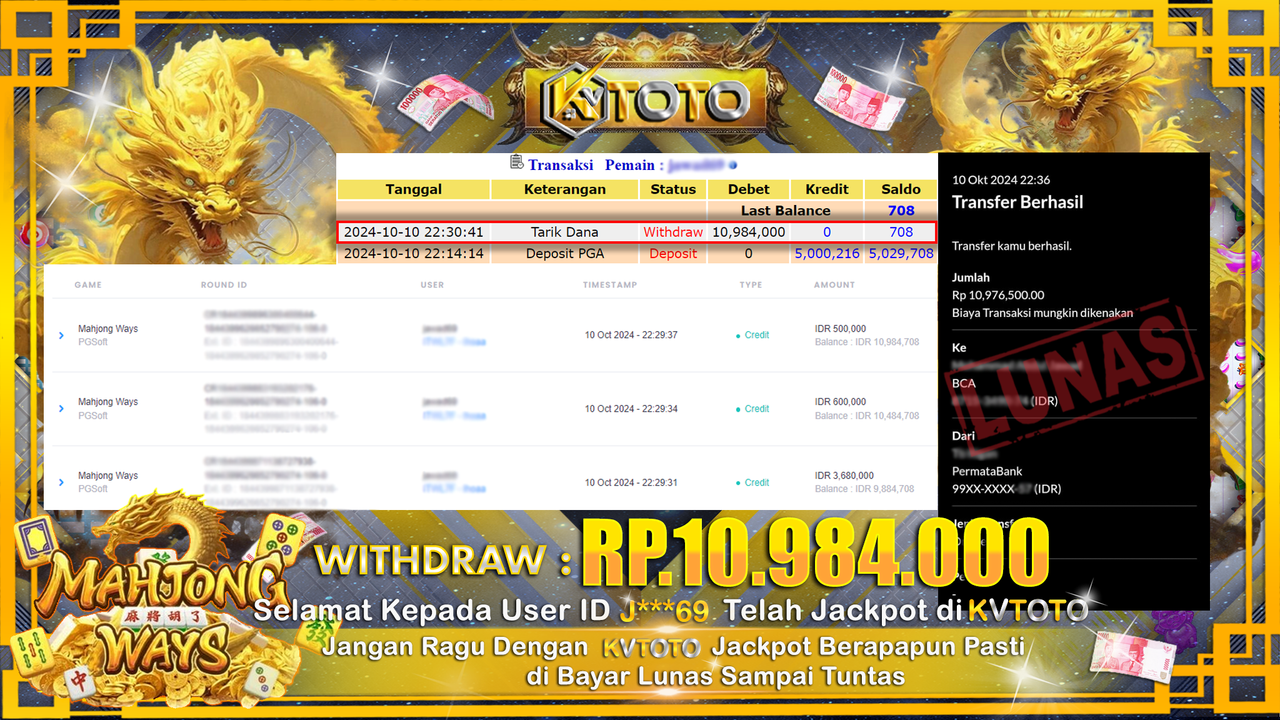✨ JACKPOT Di SLOT MAHJONG WAYS  ✨