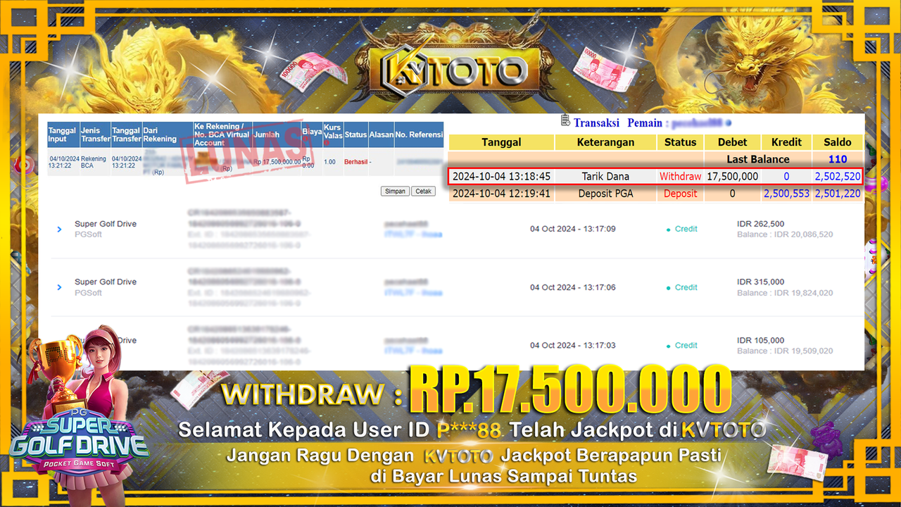 ✨ JACKPOT Di SLOT SUPER GOLF DRIVE  ✨