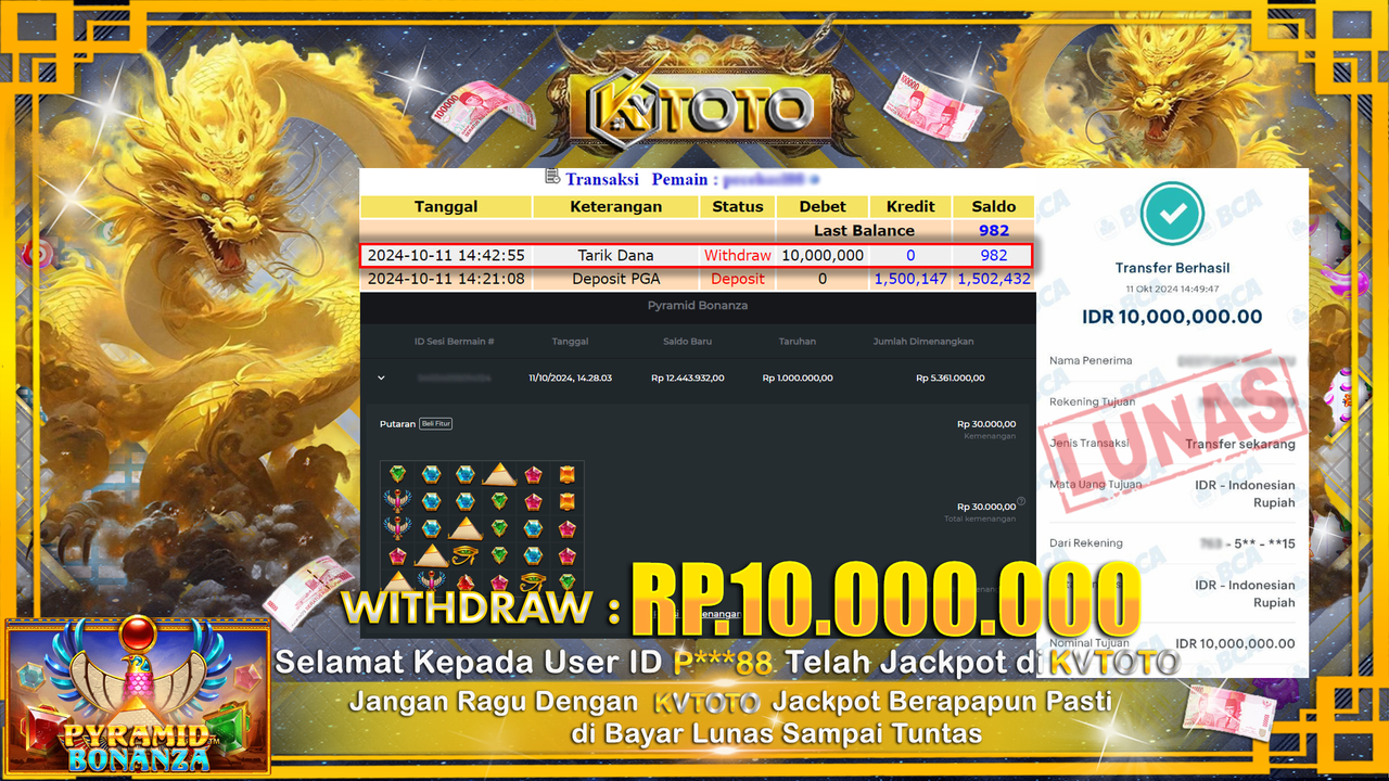 ✨ JACKPOT Di SLOT PYRAMID BONANZA ✨