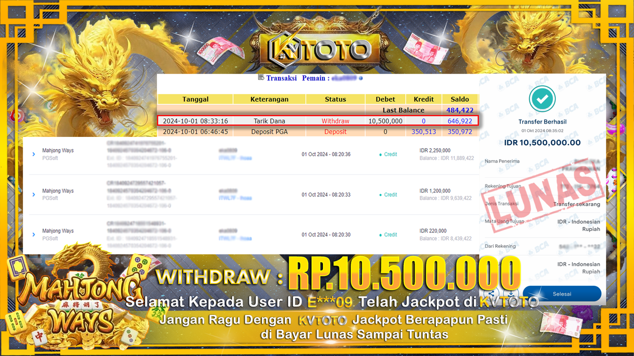 ✨ JACKPOT Di SLOT MAHJONG WAYS  ✨
