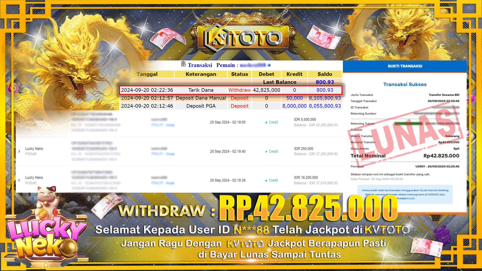 ✨ JACKPOT Di SLOT LUCKY NEKO ✨