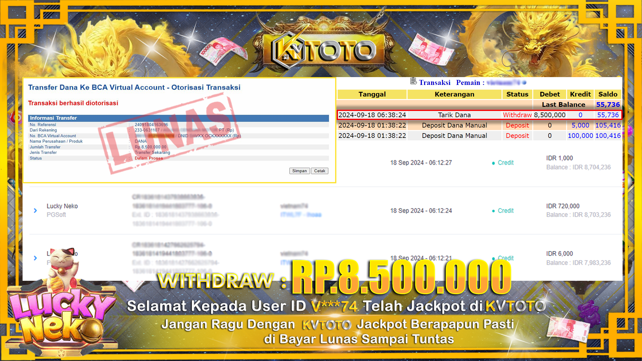 ✨ JACKPOT Di SLOT LUCKY NEKO ✨