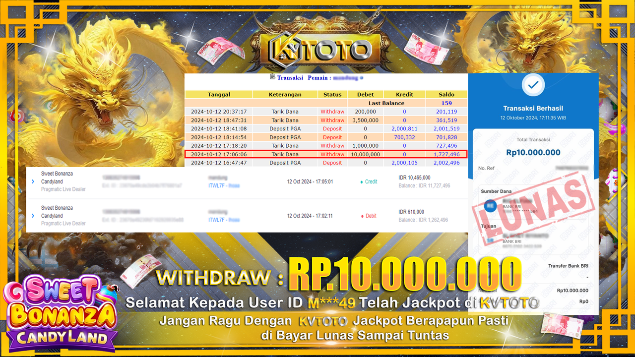 ✨ JACKPOT Di SLOT SWEET BONANZA CANDYLAND ✨