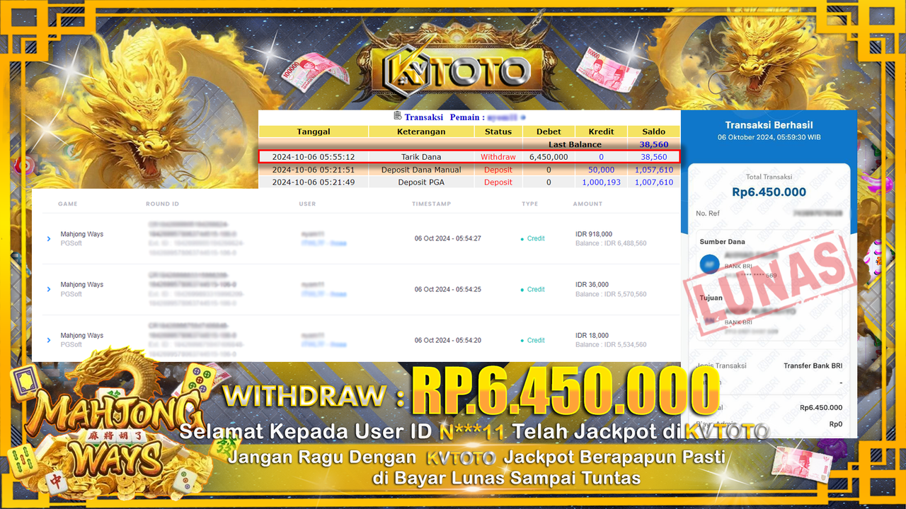 ✨ JACKPOT Di SLOT MAHJONG WAYS  ✨
