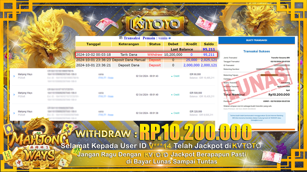 ✨ JACKPOT Di SLOT MAHJONG WAYS  ✨