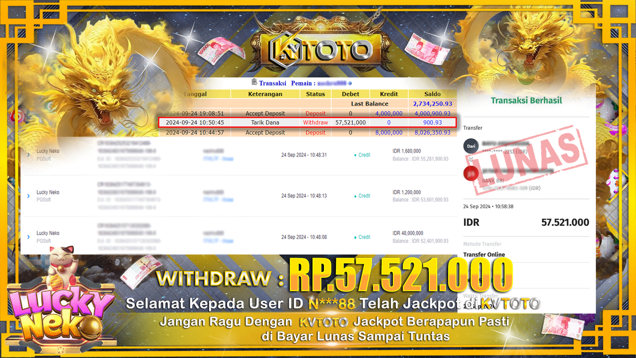 ✨ JACKPOT Di SLOT LUCKY NEKO ✨