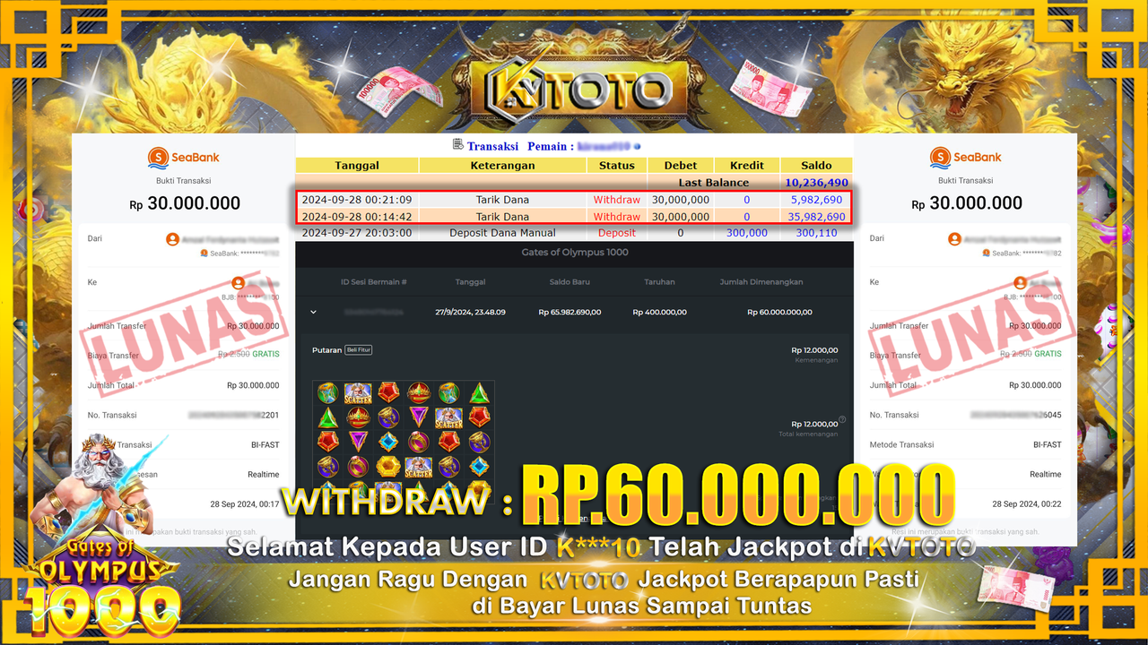 ✨ JACKPOT Di SLOT GATES OF OLYMPUS 1000 ✨