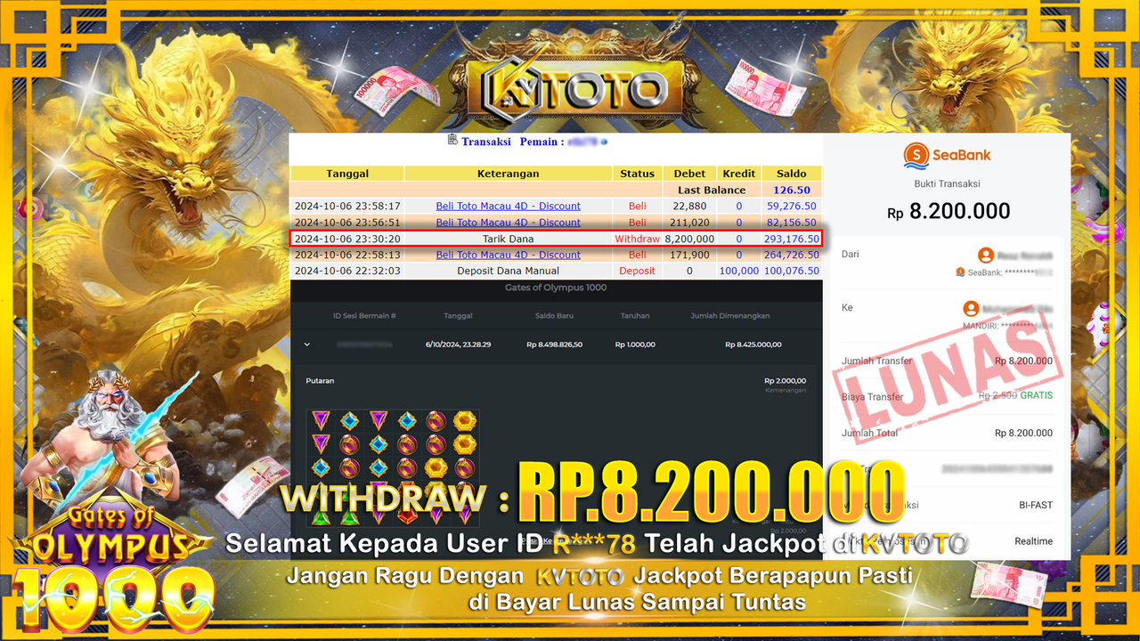 ✨ JACKPOT Di SLOT GATES OF OLYMPUS 1000 ✨