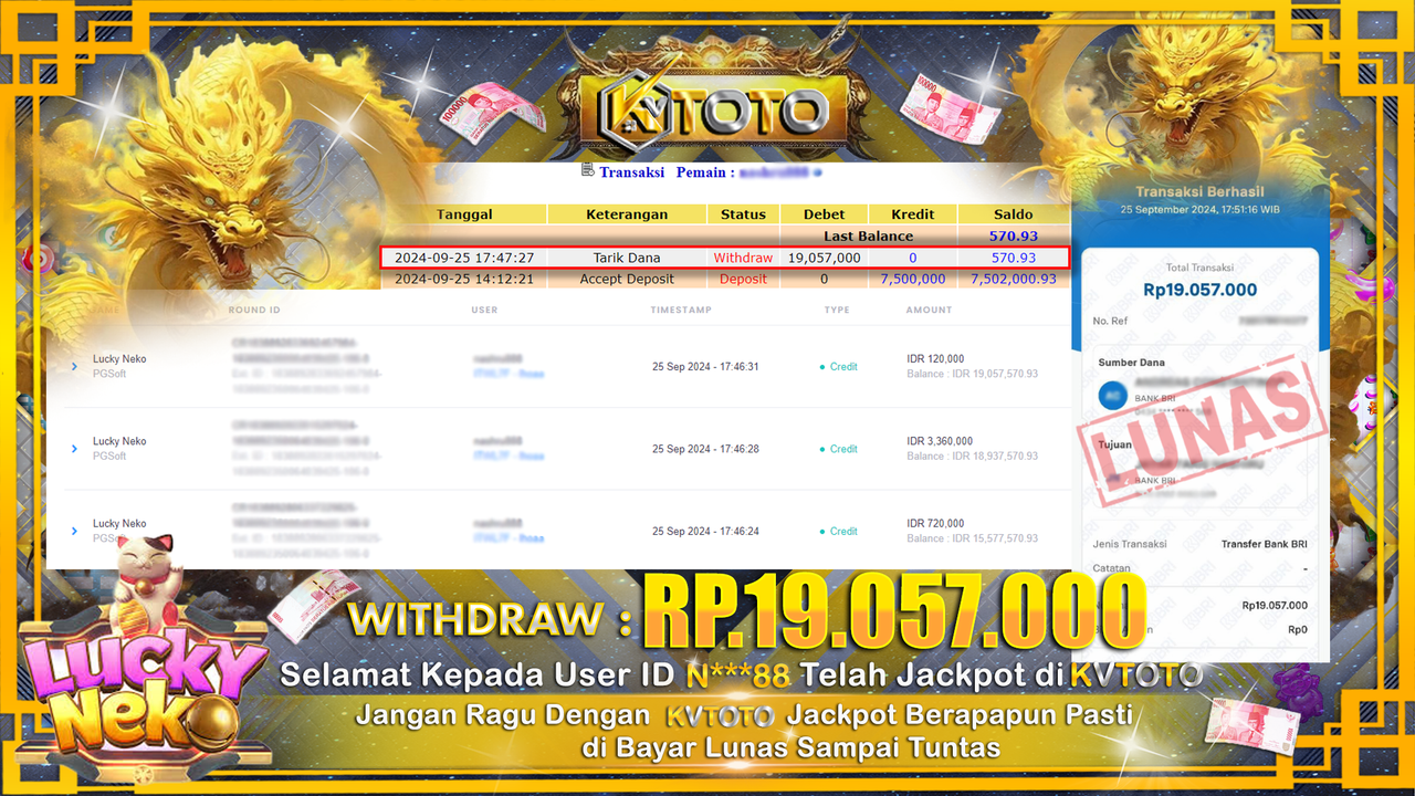✨ JACKPOT Di SLOT LUCKY NEKO ✨