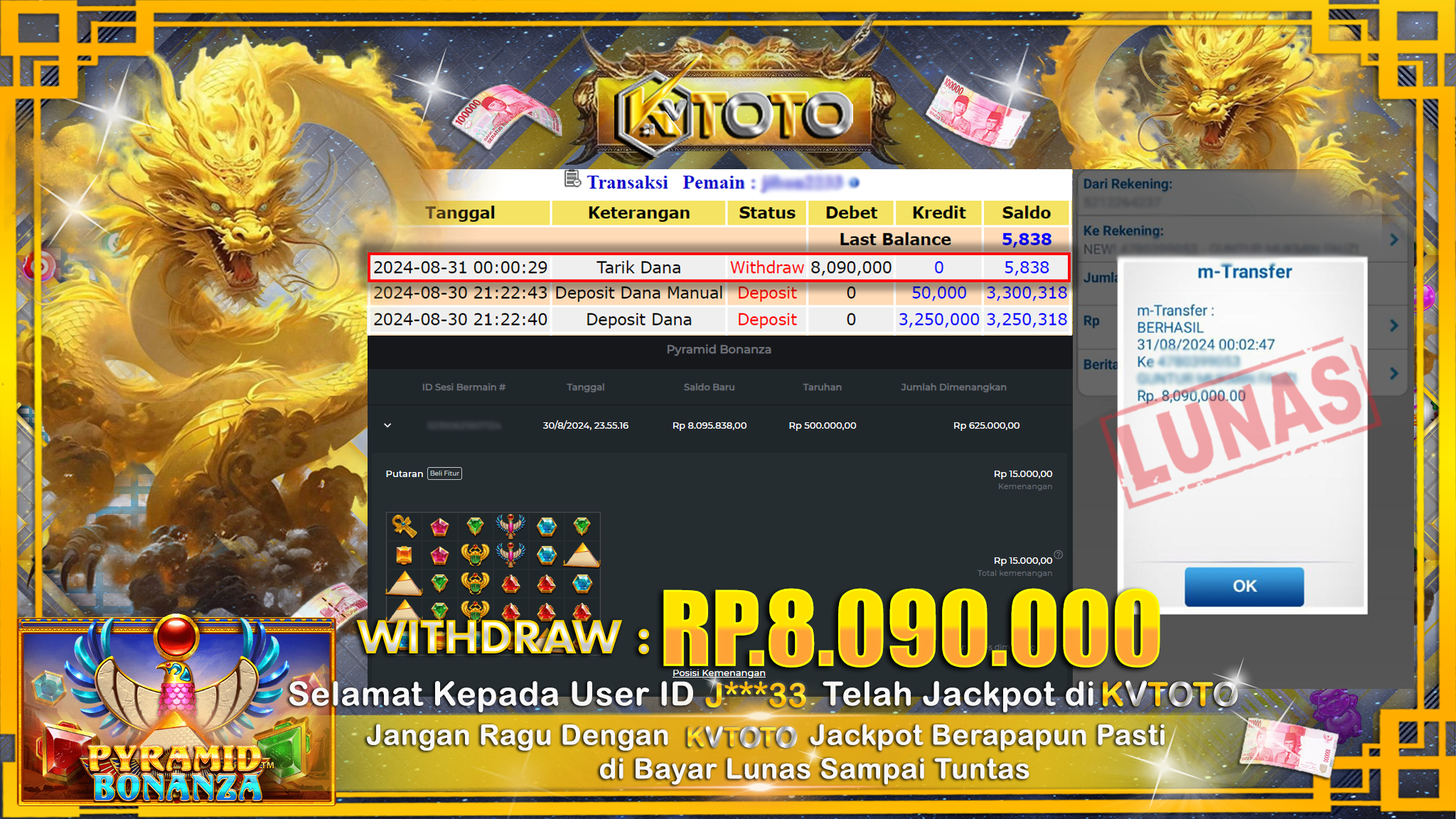 ✨ JACKPOT Di SLOT PYRAMID BONANZA ✨