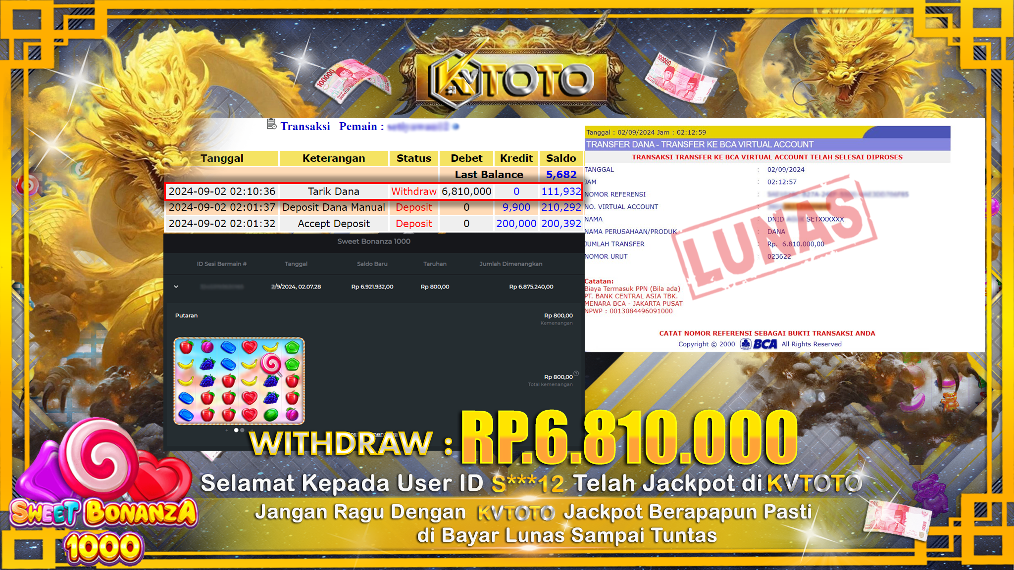 ✨ JACKPOT Di SLOT SWEET BONANZA 1000 ✨