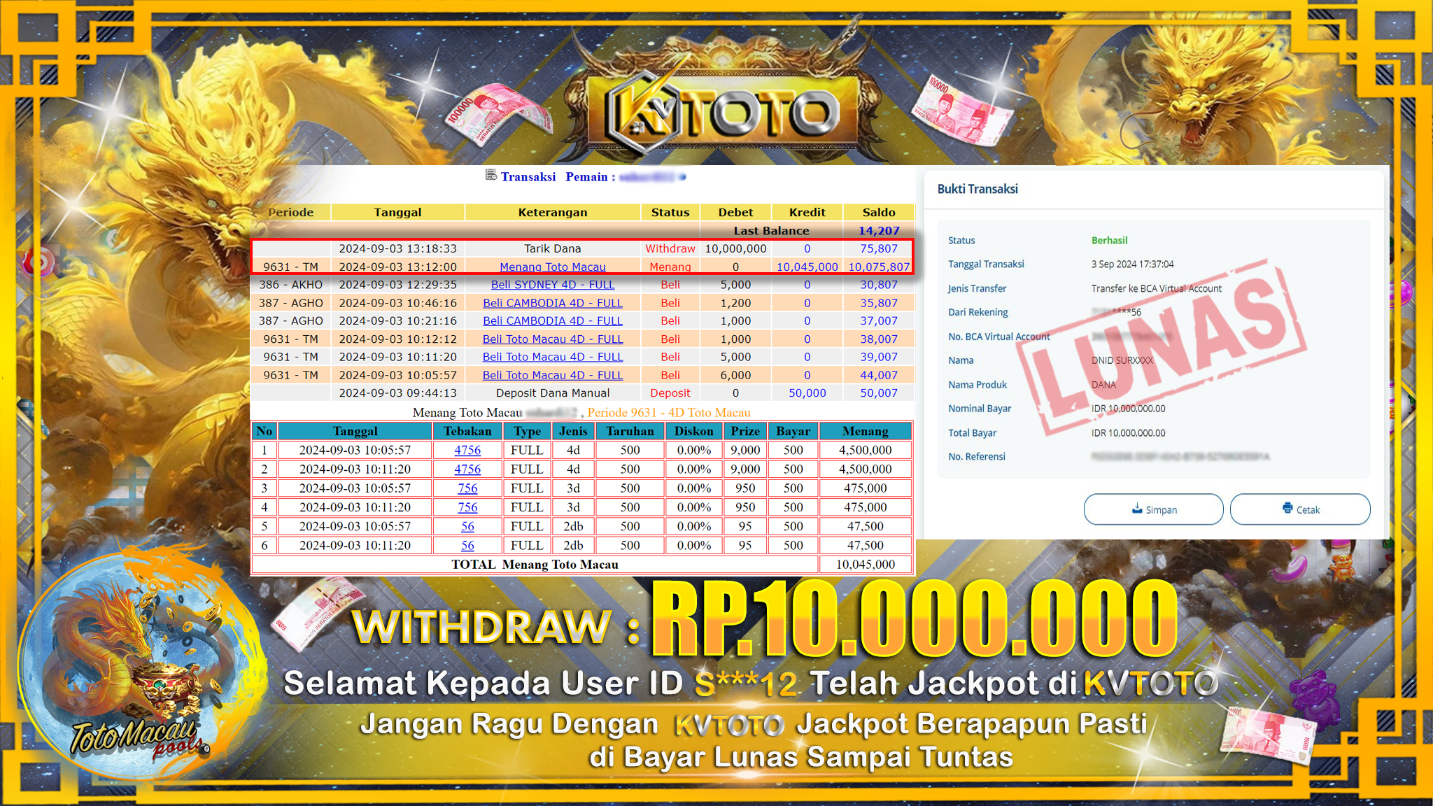 ✨ JACKPOT Di TOTO MACAU POOLS   ✨