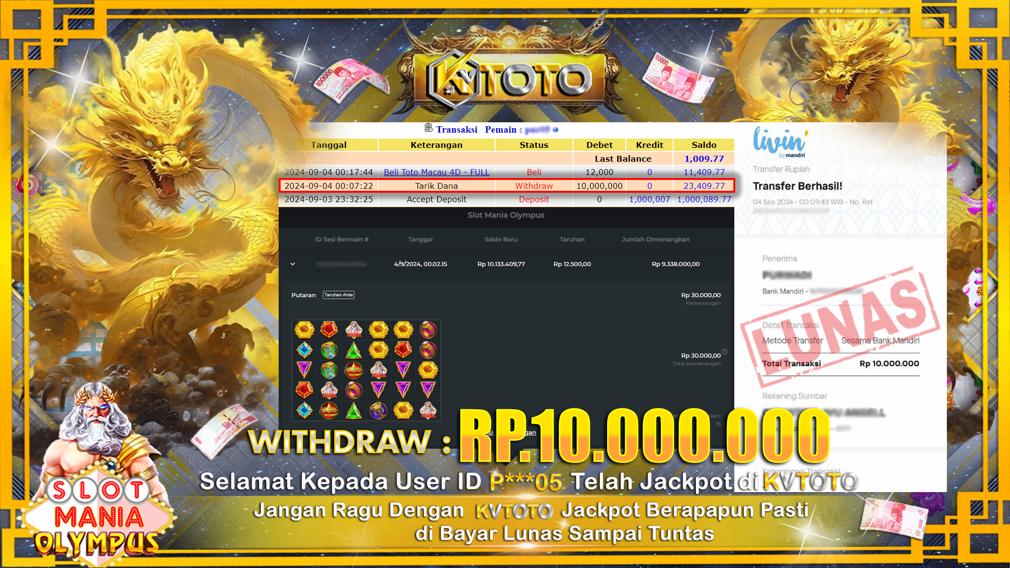 ✨ JACKPOT Di  SLOT MANIA OLYMPUS ✨