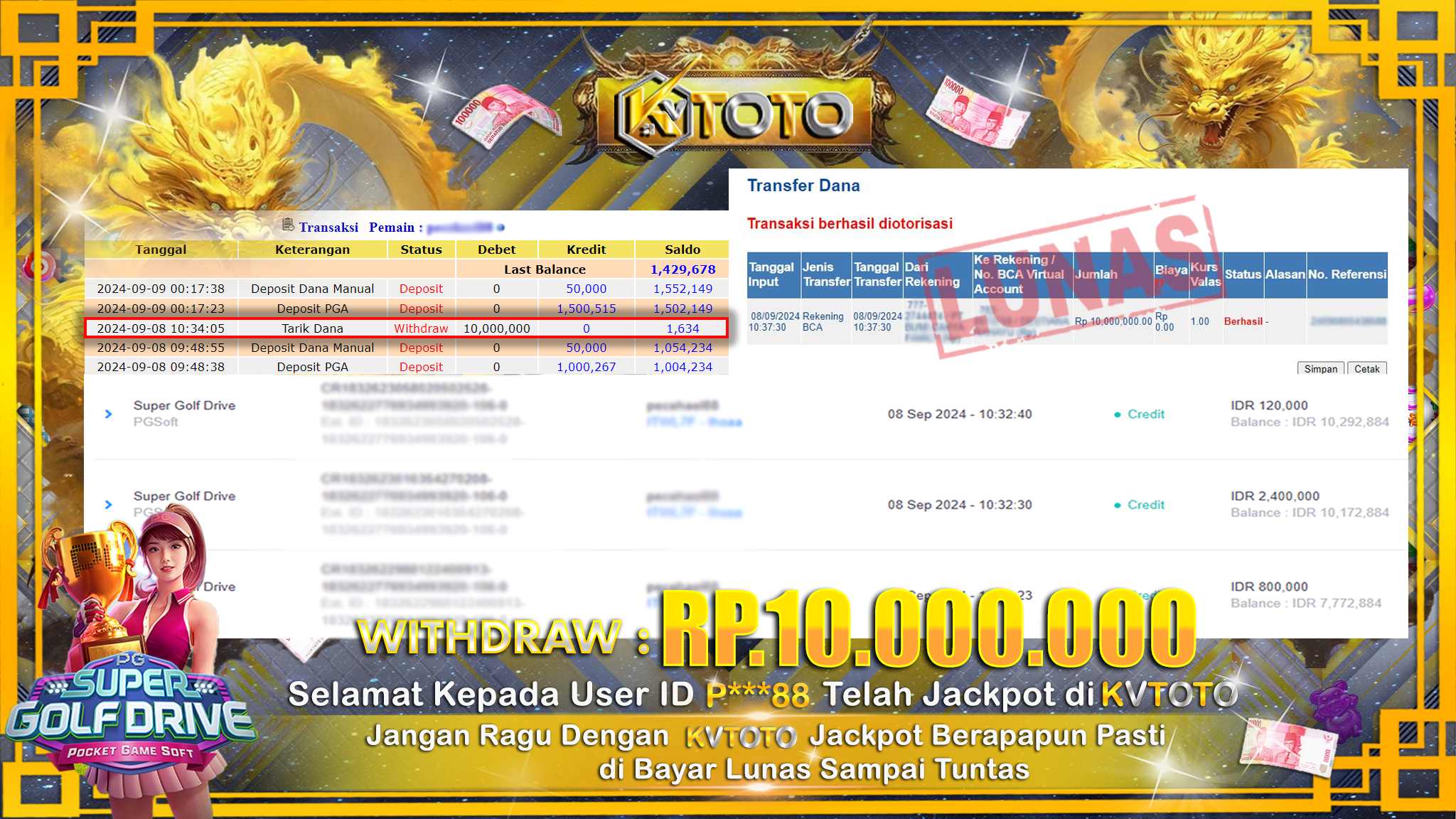 ✨ JACKPOT Di SLOT SUPER GOLF DRIVE  ✨