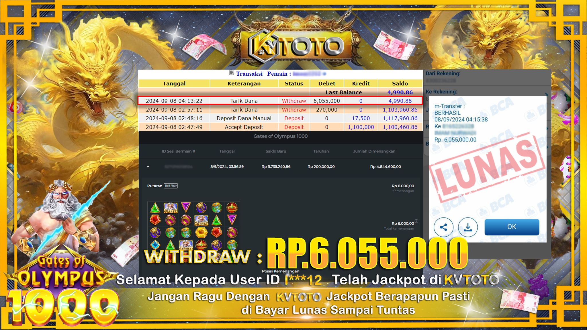 ✨ JACKPOT Di SLOT GATES OF OLYMPUS 1000 ✨