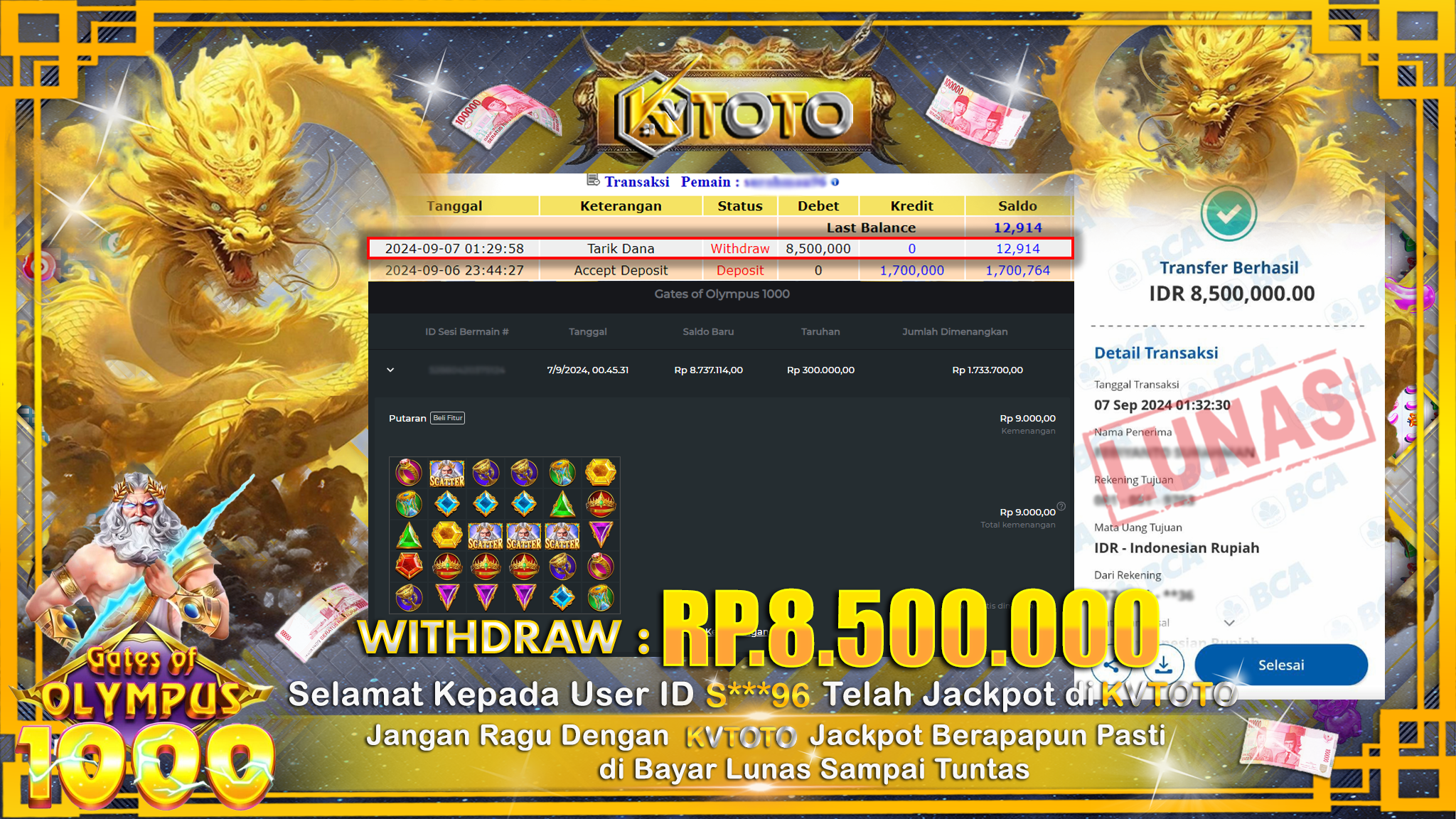 ✨ JACKPOT Di SLOT GATES OF OLYMPUS 1000 ✨