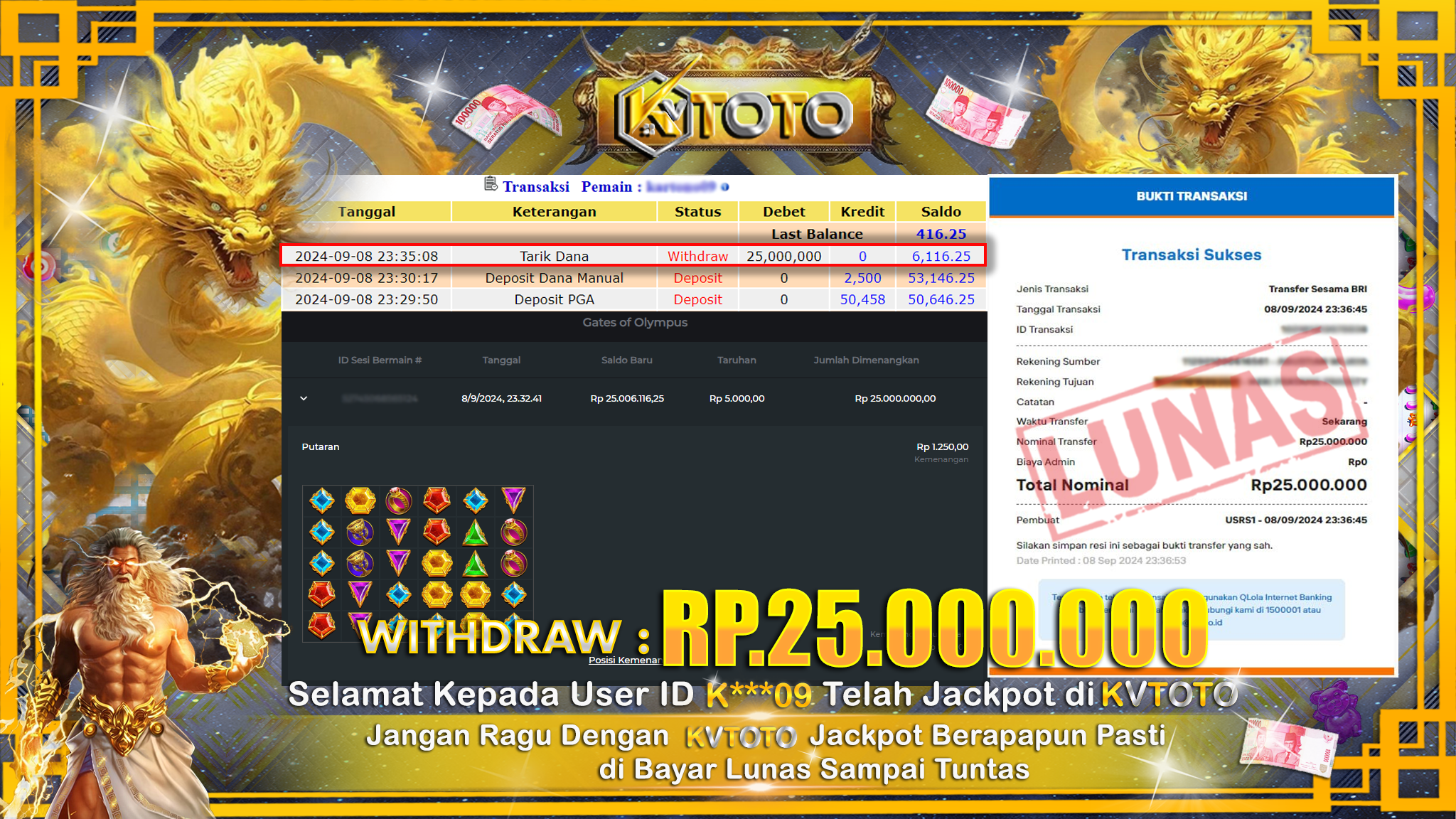 ✨ JACKPOT Di SLOT GATES OF OLYMPUS ✨