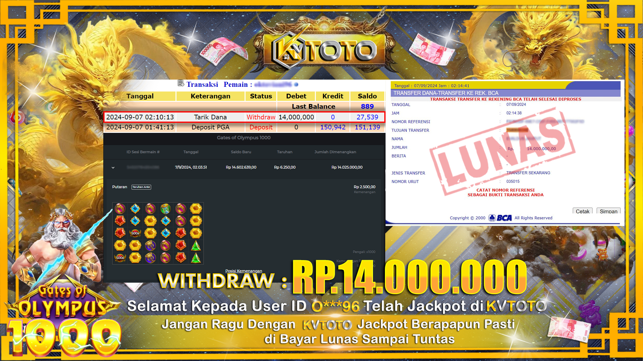 ✨ JACKPOT Di SLOT GATES OF OLYMPUS 1000 ✨