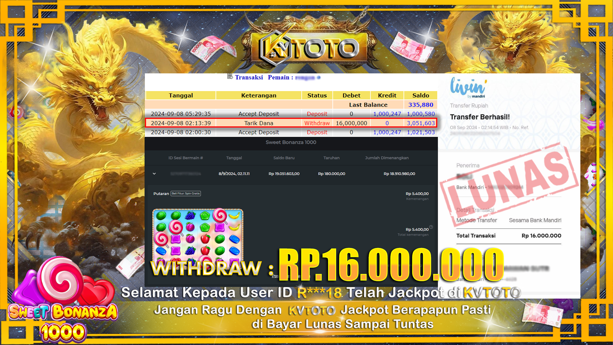 ✨ JACKPOT Di SLOT SWEET BONANZA 1000 ✨