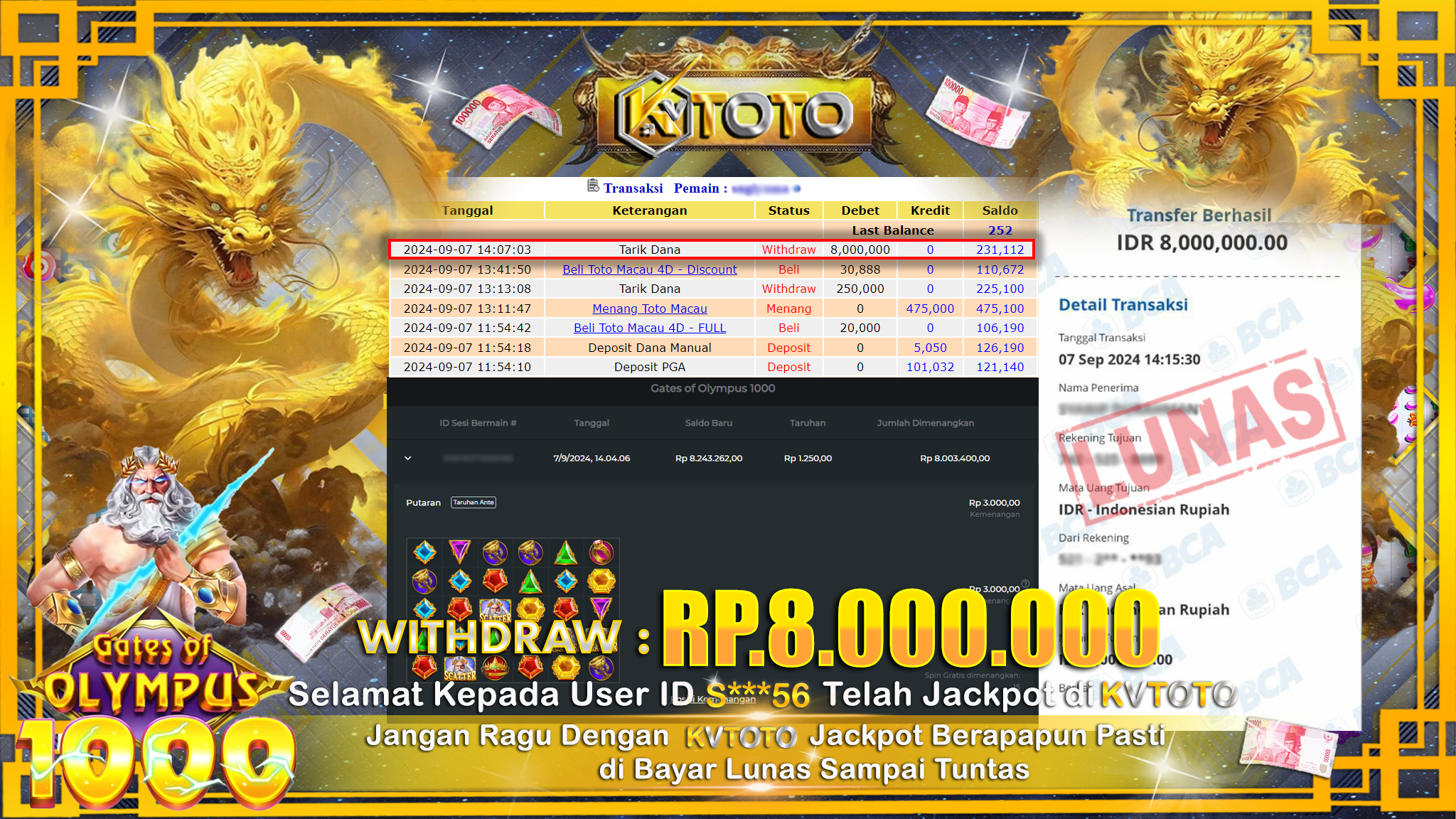 ✨ JACKPOT Di SLOT GATES OF OLYMPUS 1000 ✨