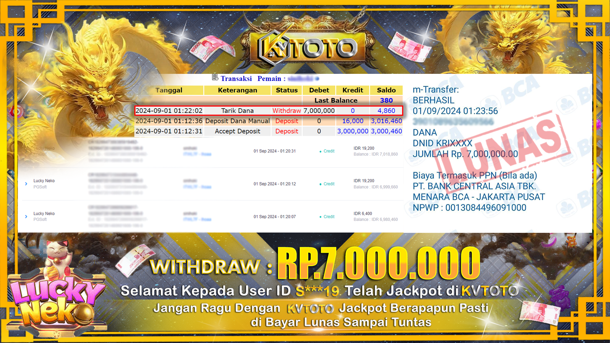 ✨ JACKPOT Di SLOT LUCKY NEKO ✨