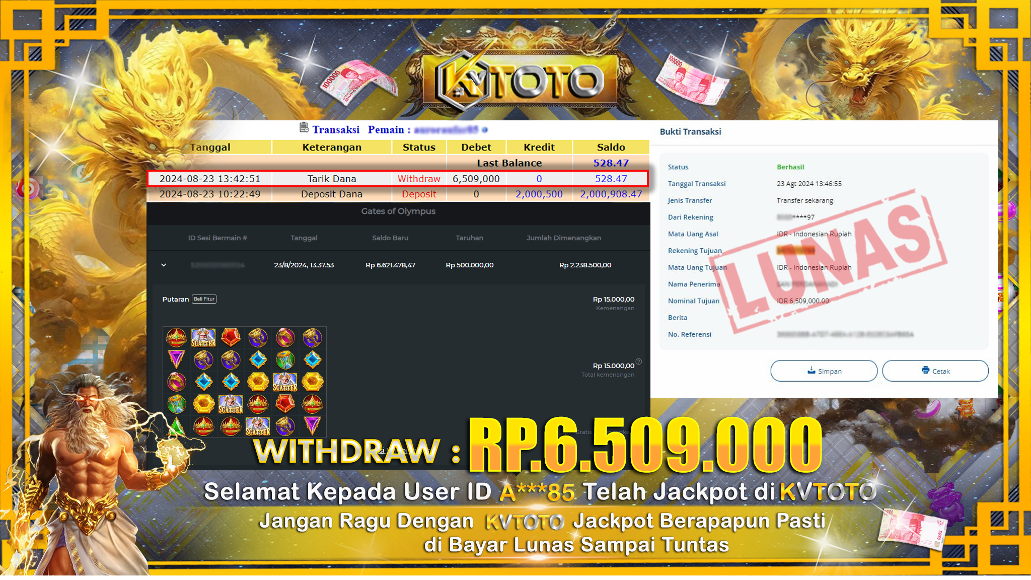✨ JACKPOT DI SLOT GATES OF OLYMPUS ✨