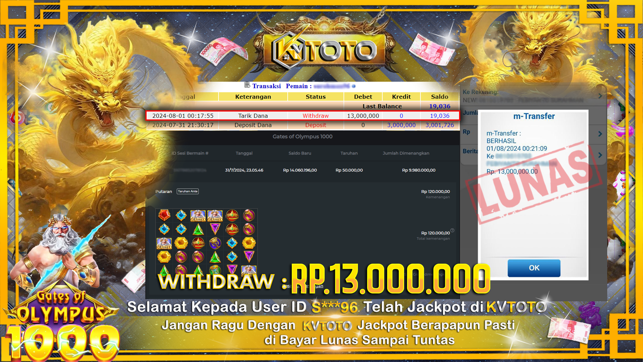 ✨ JACKPOT DI SLOT GATES OF OLYMPUS 1000 ✨