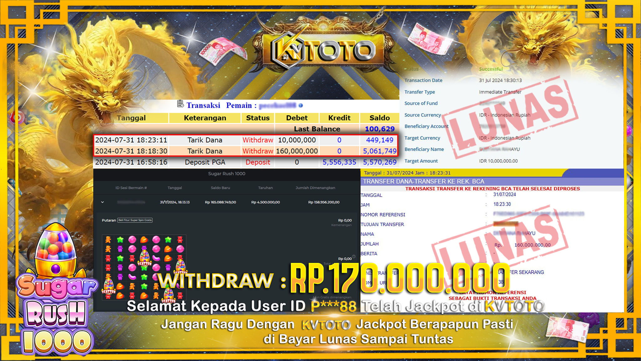 ✨ JACKPOT DI SLOT SUGAR RUSH 1000 ✨