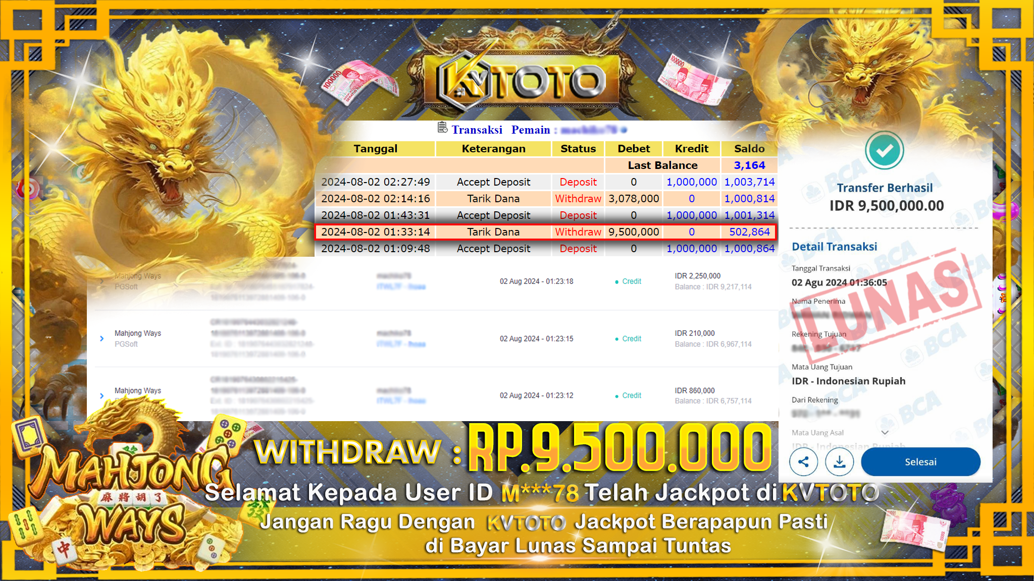 ✨ JACKPOT DI  SLOT MAHJONG WAYS ✨