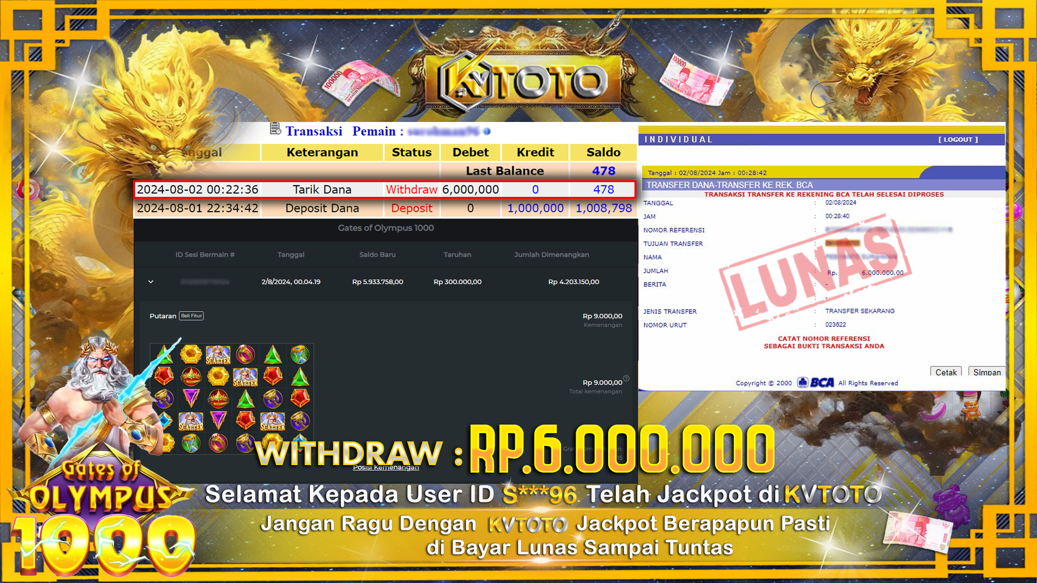 ✨ JACKPOT DI SLOT GATES OF OLYMPUS 1000 ✨