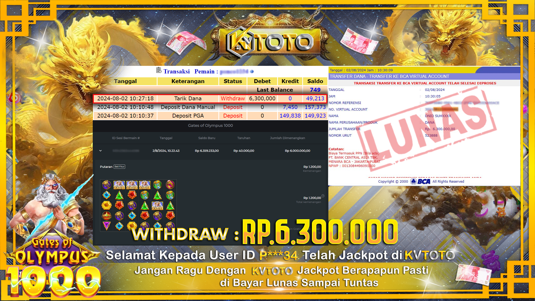 ✨ JACKPOT DI SLOT GATES OF OLYMPUS 1000 ✨